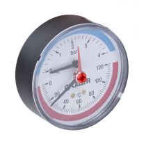 0/4Bar / 0/120'C1/2 Inch Bottom Connection Combined Pressure And Temperature Gauge 503140 