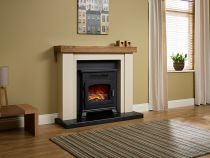 Elgin and Hall Bracken 46" Electric Fireplace Stone with Anthracite back panel and hearth